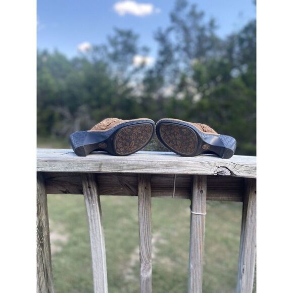 Sofft Brown Leather Slip On Mule Womens Size 6.5M Braided Open Heel Clogs Casual - Picture 6 of 8